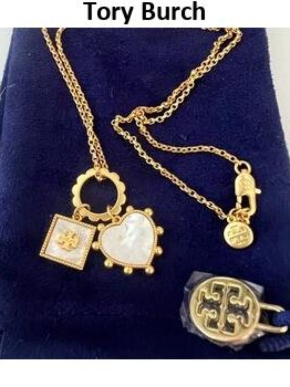 Authentic??��? Tory Burch Heart & Square Necklace